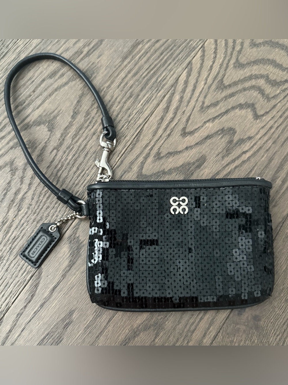 Coach Black Sequin Wristlet